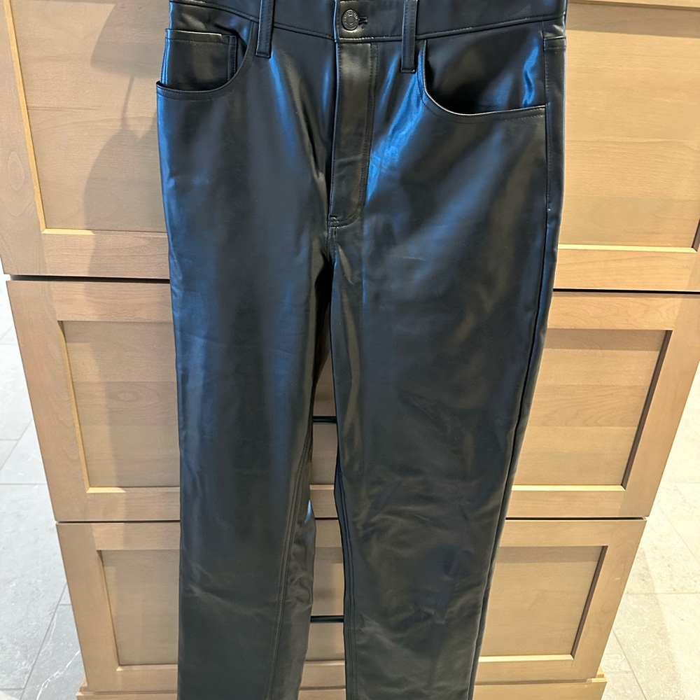 Abercrombie & Fitch Black Leather Pants - 🔥 90s straight ultra high rise 🔥
